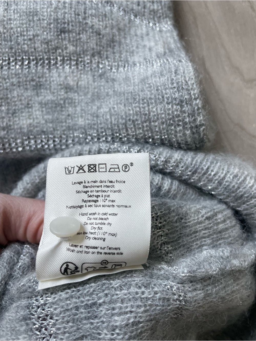 Sézane Gaspard Cardigan, Mottled grey with a silver stripe, XS - Picture 6 of 10